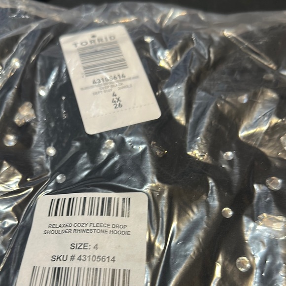 Black Drop Shoulder Rhinestone Hoodie - Picture 2 of 2